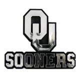 Oklahoma Sooners Auto Emblem Silver Chrome OU Design