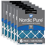 Nordic Pure 10x20x1 (9 1/2 x 19 1/2 x 3/4) Pleated Air Filters MERV 7 Plus Carbon 6 Pack