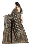 Sugathari Womens Banarasi Saree Pure Kanjivaram Silk Saree Soft New Ladies 2023 Design Wear Pattu Sarees Latest Cotton Party Sari Collections With Blouse Piece For Wedding Sadi (Sam Pari-164 Black)