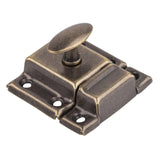 Small Stamped Antique Brass Cabinet Door Latch - 1 7/81 7/8 - Spring Loaded Cupboard Door Latch with Oval Turn - Vintage Cab