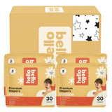Hello Bello Diapers, Size 2 (10-16 lbs) Superstars - 120 Count Value Pack of Premium Disposable Baby Diapers, Hypoallergenic wit