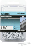 FasnTite 461819 White Painted Stainless Steel Trim Nails, 11/4, 6 oz. Pack