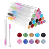 ZEYIYER 20 Pcs Disposable Mascara Wand Set with Tubes, Diamond Eyelash Brushes, Lash Wand Tubes, Makeup Eye Lash Spoolies with E