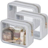 PACKISM Clear Makeup Bag 3 Pack Medium - Foldable TSA Approved Toiletry Bag Quart Size for Travel Bottles, Water Resistant Multi