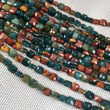 Natural Stone Beads Square Faceted Beading India Agate Gemstone Loose Beads for Jewelry Making 7.9 inches 2 Strands