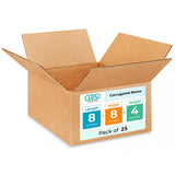 Small Moving & Shipping Boxes 8L x 8W x 4H (25-Pack) - Extra Strength 200 lb vs Regular - Corrugated Cardboard Boxes for USPS/UP