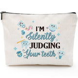 Sitsink Dental Hygienist Gifts for Women - Dental Hygiene Student Must Haves, I'm Silently Judging Your Teeth, Cosmetic Makeup B