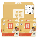 Hello Bello Diapers, Size 1 (8-12 lbs) Superstars - 128 Count Value Pack of Premium Disposable Baby Diapers, Hypoallergenic with