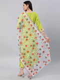 Anni Designer Women'S Cotton Blend Solid Straight Kurta With Pant & Dupatta (Sofa-Parrot_S_Green_Small),Green,S,Cotton Blend,Regular,Dupatta