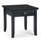 SIMPLIHOME Artisan SOLID WOOD 21 inch Wide Square Transitional End Side Table in Black for the Living Room and Bedroom