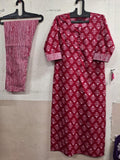 Anni Designer Women'S Cotton Blend Floral Straight Kurta With Pant (Pi-Rani-Gft_Pink_Medium),Pink,M,,,