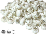 White Shell European Craft Beads for Jewelry Making Large Hole Beads for Pen 140pcs 14mm Rondelle Slide Charm Beads, Big Hole Sp