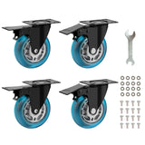 3 in Plate Caster Wheels - Heavy Duty with Brake 1200LBS,Industrial Casters Set of 4,Locking,360 Swivel,No Noise Polyurethane Ca