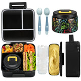 JXXM Bento Lunch Box for Kids With 8oz Soup thermo,Leak-proof Lunch Containers with 5 Compartment,thermo Food Jar and Lunch Bag,