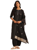 Libas Women'S Silk Blend Solid Kurta Set (39056_Black