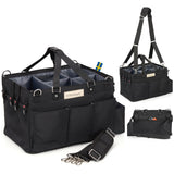FifthStart Multiuse Cleaning Caddy with 9 Pockets, Waist, and Shoulder Strap - Easy to Clean Black Diaper Caddy with Mesh Base &