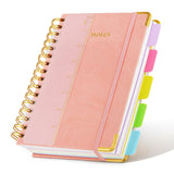 Pomodee A5 Spiral Journal with Dividers,300 Pages Ruled Notebook Pink