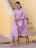 Anni Designer Women'S Rayon Blend Printed Straight Kurta With Pant & Dupatta (Welco-Purple-Nw_M_Purple_Medium),Purple,M,,,