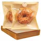 SUREHOME Paper Sandwich Bags 100 Pcs 7.1 X 7.5 In Kraft Brown Paper Bags with Window Individual Heat Seal Bakery Bag with Sticke