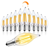 LONIUTO LED Light Bulbs 60 Watt Equivalent, 12 Pack Vintage LED Flame Tip Candelabra Bulb, E12 LED Bulb Dimmable 2700K Soft Warm