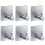 xdgeLoad Adhesive Towel Hooks for Bathroom, Silver Adhesive Heavy Duty Towel Hooks 6 Pack for Hanging/Bathroom/Kitchen/Robe, Sta