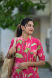 Anni Designer Women'S Rayon Viscose Straight Printed Kurta With Pant (Ladat Pink-Vks01_Xxl_Pink_Xx-Large),Pink,2XL,,,