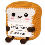 Glydein A Little Toast to Your New Job - Mini Handmade Crochet Toast, Funny New Job Gifts for Women Men, Best Farewell Gifts for