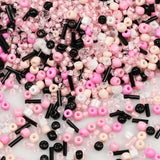 Tibaoffy Mixed Pink Black Beads Size 6/0 Crafts Glass Seed Beads 4mm for Jewelry Making (Total About 100g About 1200pcs)