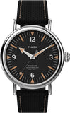 Timex Mens Standard 40mm Watch - Silver-Tone Case Black Dial with Black Leather & Fabric Strap