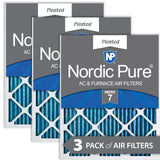 Nordic Pure 14x20x1 (13 1/2 x 19 1/2 x 3/4) Pleated MERV 7 Air Filters 3 Pack