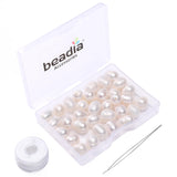 BEADIA Natural Pearl Beads Rice 9-10mm White Freshwater Cultured Loose Gemstone Beads for DIY Jewelry Making 13.8''/Strand HQ