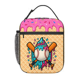 Blankora Baseball Ice Cream Drip Lunch Box for Kids & Teens, Insulated School Lunch Bag with Bottle Pocket & Front Zipper Pocket