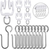 120 Pieces Curtain Track Sets, Ceiling Mount Curtain Track Hooks and Rollers Metal Shower S Hooks Straight Curved Rollers