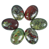 Loveliome 18x25 mm Oval Cabochons Flatback Crystal Healing Stone for Jewelry Making DIY Pack of 6, Dragon Bloodstone