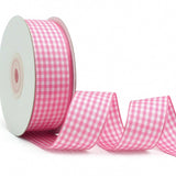 VIVIQUEN Gingham Ribbon Checkered Ribbon 1-Inch Wide Taffeta Plaid Ribbon 25 Yard Long 100% Polyester Woven Edge (Pink, 1 Inch)
