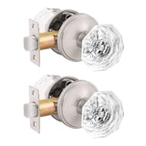 2 Pack Orger Glass Door Knobs for Hallway and Closet, Crystal Passage Door Knobs with Round Diamond Shape, Non-Locking Interior