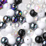 DanLingJewelry 100Pcs 15mm AB Color Round Beads White & Black Acrylic Beads Round Bubblegum Beads Bubble Beads for Jewelry Brace