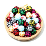 48Pcs 15mm Plaid Silicone Beads Bulk Flower Focal Silicone Beads for Keychain Making Necklace Jewelry DIY Bracelet Making Kit