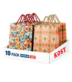 KOSY Paper Gift Bag for Gifting and Return Gifts Eco Friendly Reusable Printed Paper Carry Bag with 3D Rose and Burfi Check Desi