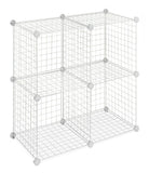 Whitmor Storage Cubes Stackable Interlocking Wire Shelves -White (Set of 4)