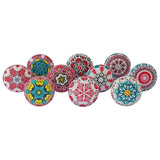 Royal Kraft Vintage Pink and Red Painted Ceramic Pull Knobs for Kitchen Cabinet, Door & Drawer, Wardrobe, Cupboard (Set of 10) S
