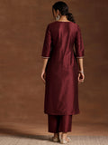 Libas Women'S Silk Blend Kurta Set (27508_Maroon