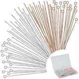 600 Pieces 2 Inch Flat Head Pins Eye Pins for Jewelry Making DIY, Straight Pins Rose Gold and White K Jewelry Making Pins Metal