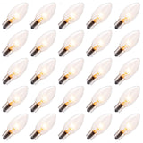 Minetom 25 Pack C9 Clear Replacement Bulbs for Christmas Lights, E17 C9 Intermediate Base Incandescent C9 Christmas Light Bulbs,
