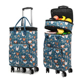 2 in 1 Shopping Cart with Wheels, Portable Utility Dolly, Luggage Cart, Foldable Hand Truck with Built-in Removable Waterproof B
