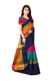 Dhruvi Trendz Women Art Silk Womens Wear(Dt-S1315_Orange & Navy Blue_Free Size)