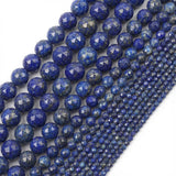 THRELE 4mm Natural Lapis Lazuli Beads, 90pcs Faceted Round Loose Small Beads for Jewelry Making, 14-Inch Strand with Size Card,G