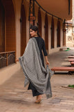 Gosriki Women'S Rayon Viscose Solid Straight Kurta With Pant & Dupatta (Vardhan Black-Gs_Xl_Black_X-Large),Black,,B0F7HK9HTY