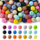 LiQunSweet 100 pcs 14-15mm Chunky Round Bubblegum Silicone Beads Imitated Woven Honeycomb Beads for DIY Jewelry Bracelet Necklac