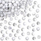 TOAOB 100pcs White Howlite Stone Beads 6mm Gemstone Round Spacer Loose Stone Beads for Jewelry Making